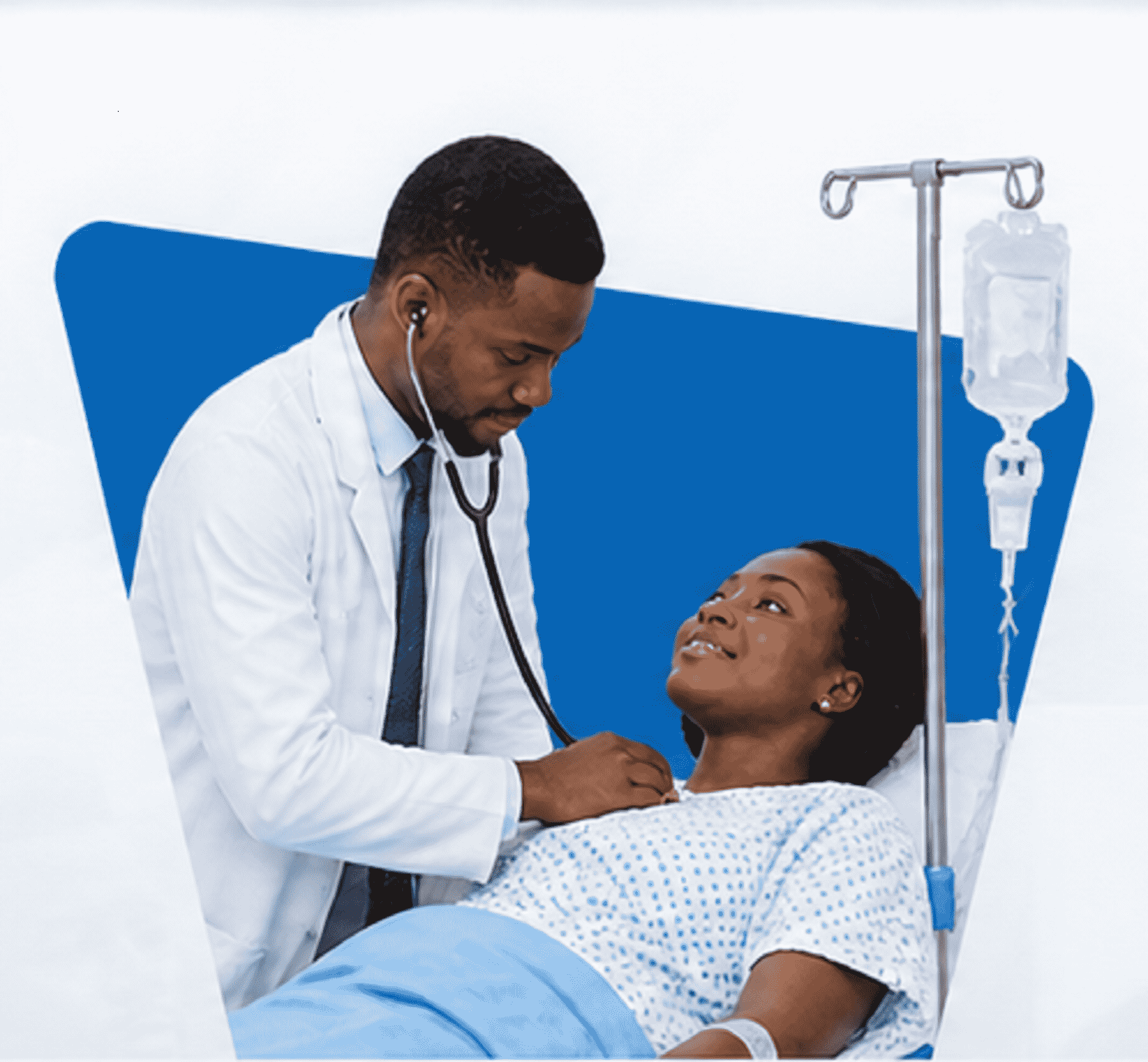 Doctor attending to a patient with an IV drip