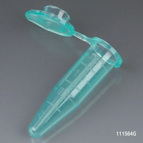 Globe scientific 1.5ML tube, pp, attached cap, green, self-standing tamper