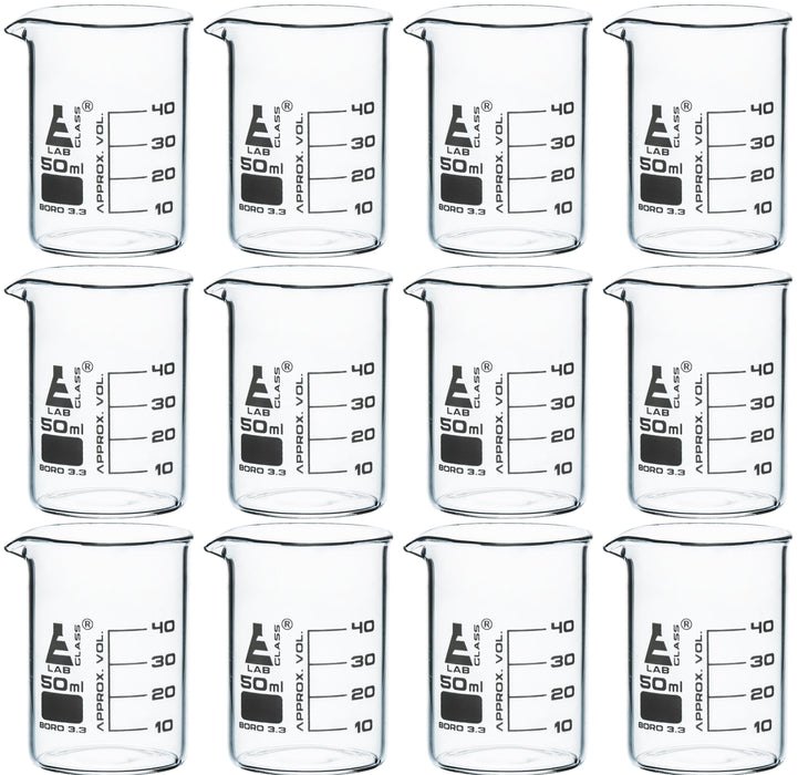 Beaker, 50ML - low form with spout - white, 10ML