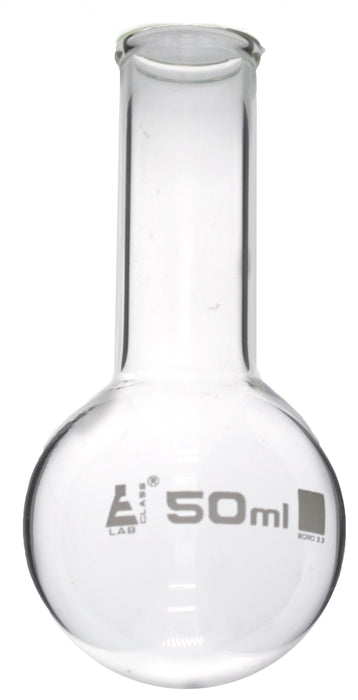 Boiling flask, 50ML - borosilicate glass - round bottom, narrow