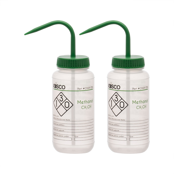 2PK Performance plastic wash bottle, methanol, 500 mL - labeled
