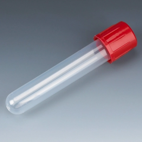Globe scientific test tube with attached red screw cap,pp, 250/BAG