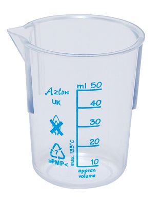 Beaker pmp, tapered 50 mL (50 ea)