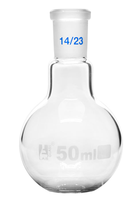Florence boiling flask, 50ML - 14/23 joint, interchangeable - borosilicate