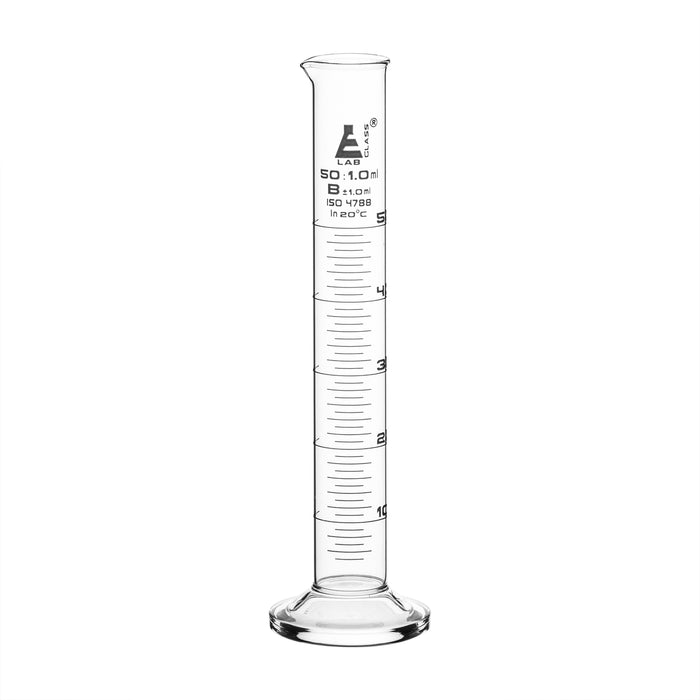 Graduated cylinder, 50ML - class b - white graduations, round