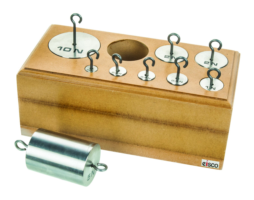 Hooked weights, set of 9 - stainless steel (newton)