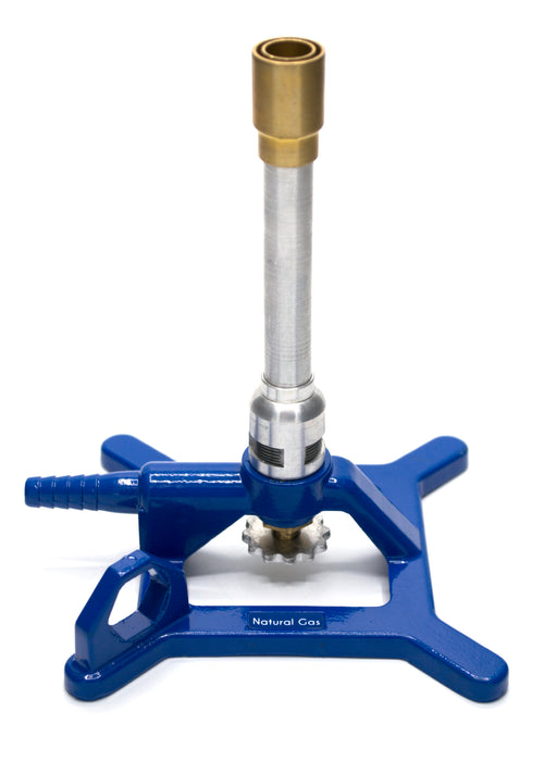 Natural gas tirrill bunsen burner, stabilibasetm anti-tip design with handle