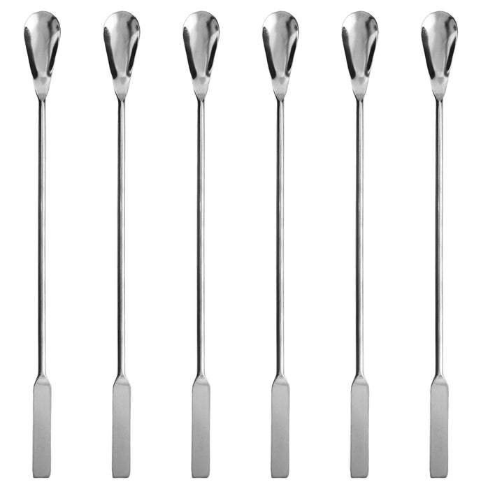 6PK Lab spatula spoon, 9 - stainless steel - flat