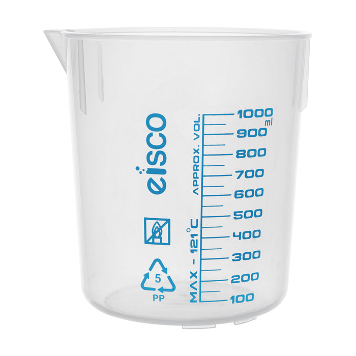 Premium 1000ML beaker - polypropylene plastic, blue screen printed, 50ML