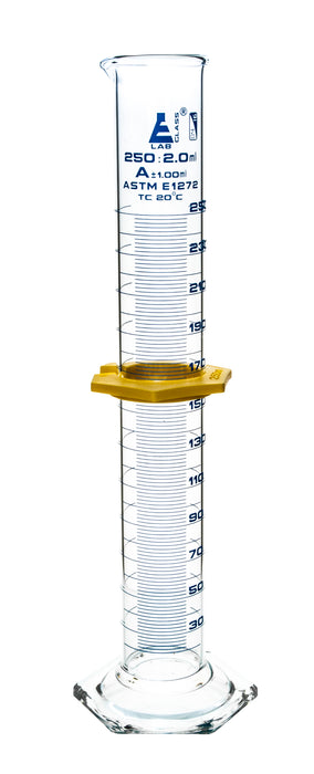 Measuring cylinder, 250ML - class a, astm - blue, 2ML