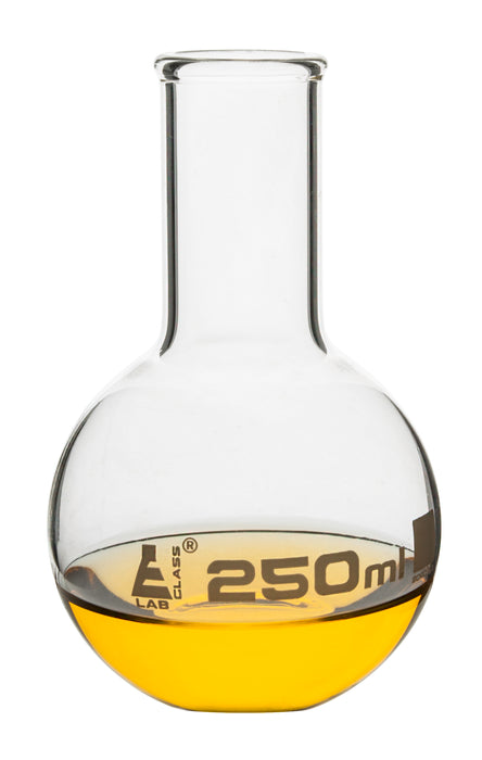 Boiling flask, 250ML - borosilicate glass - flat bottom, narrow
