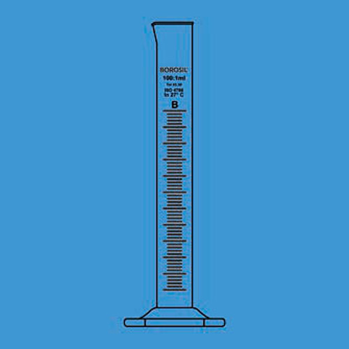 Borosil 3028012 quartz measuring cylinder with spout, class b