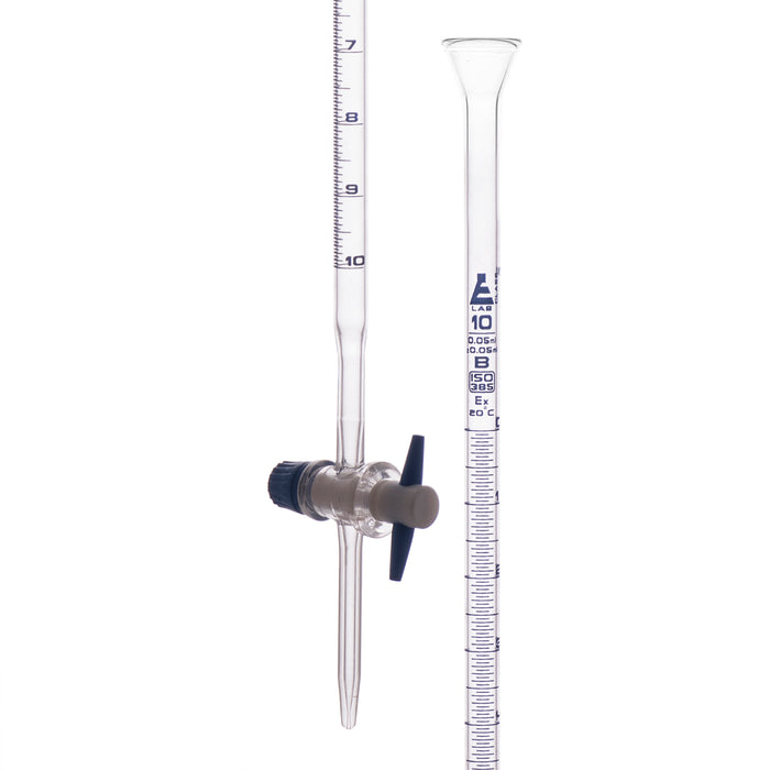 Burettes - ptfe key stopcock, class 'b', 10 mL, blue