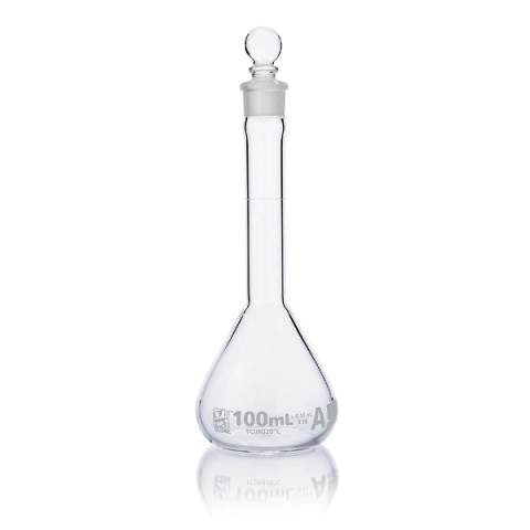 Globe scientific 100ML volumetric flask, globe glass, class a, wide