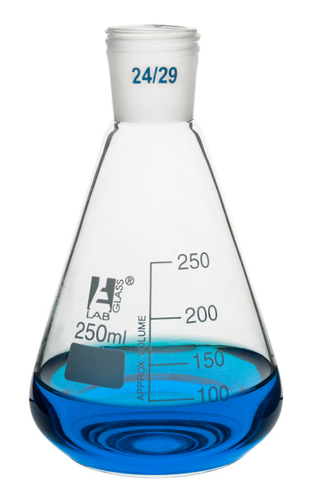 Erlenmeyer flask with 24/29 joint, 250ML - 50ML white graduations