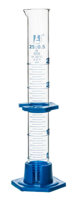 Measuring cylinder, 25ML - class b - detachable, plastic hexagonal