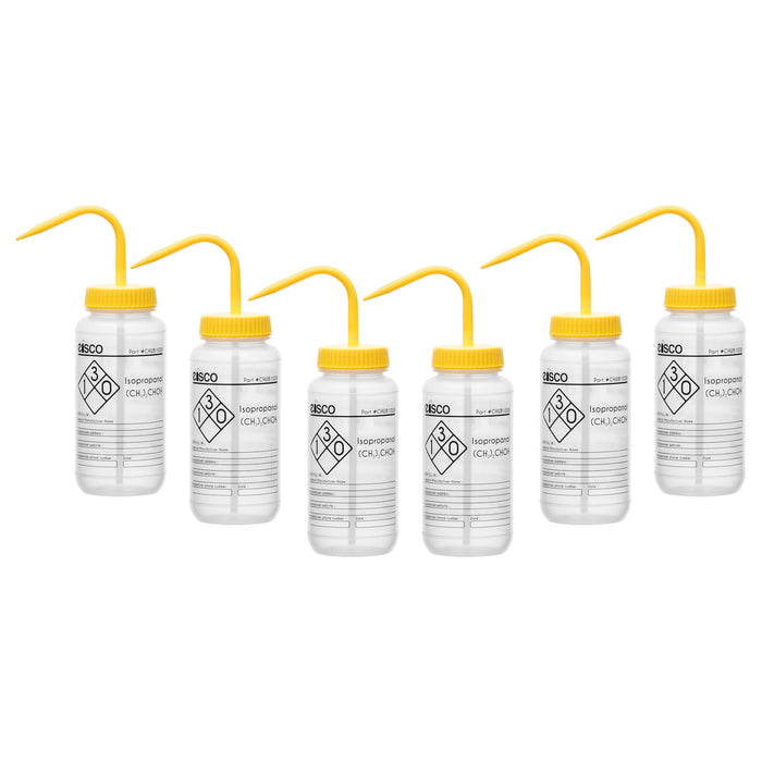 6PK Performance plastic wash bottle, isopropanol, 500 mL - labeled