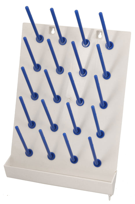 20 Peg plastic wall mounted laboratory draining rack with collection