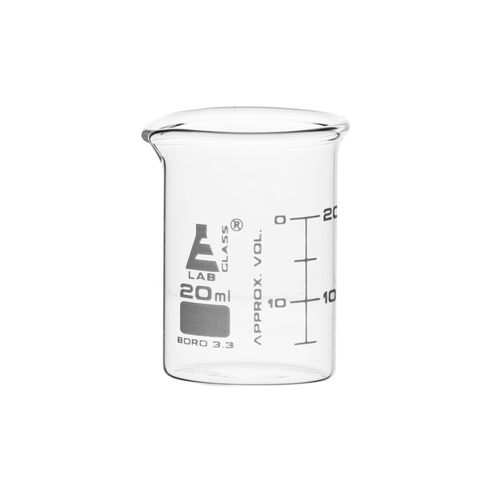 Beaker, 20ML - astm - low form, dual scale graduations