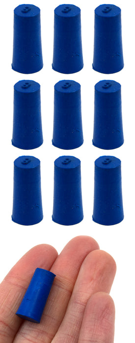 Neoprene stoppers, solid blue - size 8MM bottom, 10.5MM top