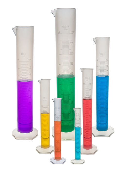 7PC Measuring cylinder set - 10ML, 25ML, 50ML, 100ML, 250ML