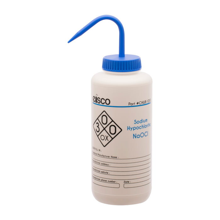 Performance plastic wash bottle, sodium hypochlorite (bleach), 1000 mL
