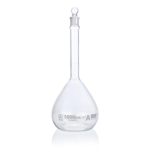 Globe scientific 1000ML volumetric flask, globe glass, class a, each