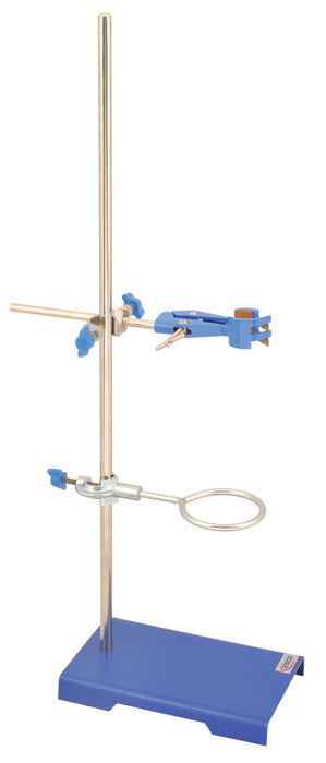 4 Piece set - rectangular retort stand, rod, clamp &