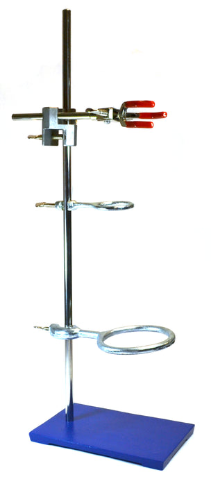 6 Piece set - rectangular retort stand, rod, clamp &