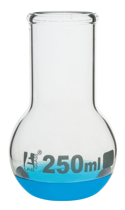 Boiling flask, 250ML - borosilicate glass - flat bottom, wide