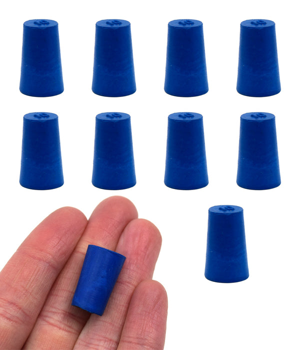 Neoprene stoppers, solid blue - size 10MM bottom, 12.5MM top