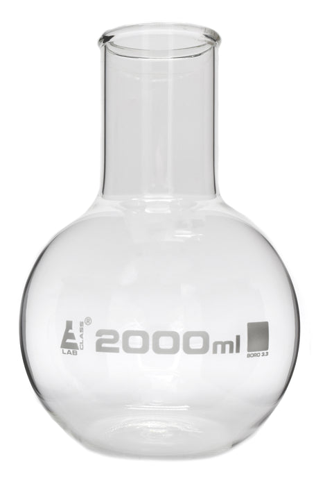 Boiling flask, 2000ML - borosilicate glass - flat bottom, wide