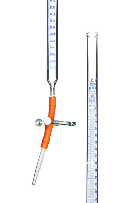 100ML Burette, class b, detachable rubber tube and pinch clip