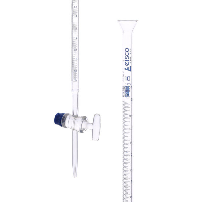 Burette, 10ML - class a, din 385 compliant, borosilicate glass
