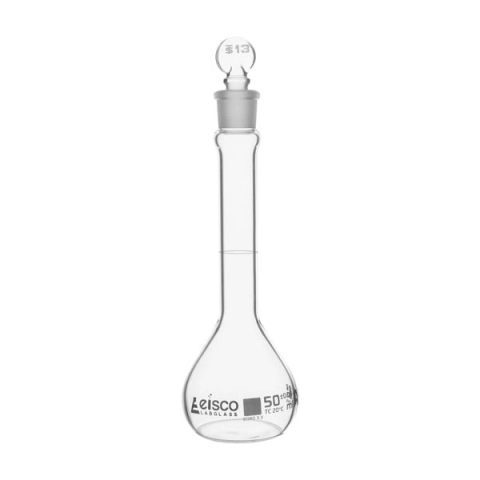 Eisco 50ML volumetric flask class a, astm - single, white