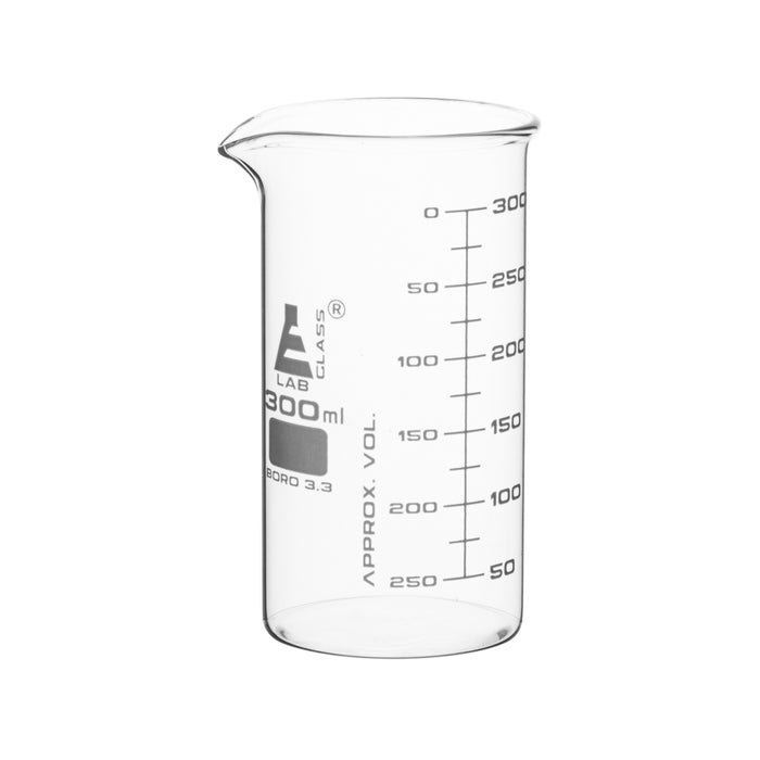 Beaker, 250ML - tall form - white graduations - borosilicate
