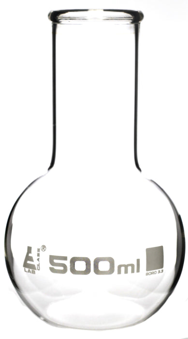 Boiling flask, 500ML - borosilicate glass - flat bottom, wide