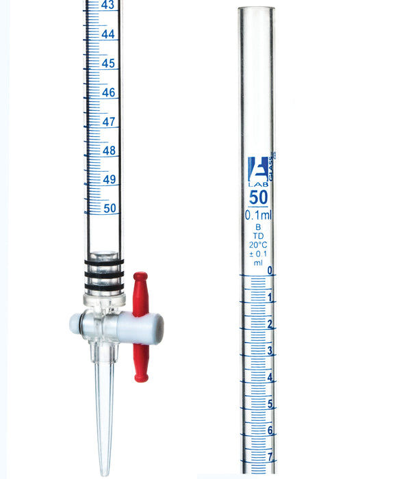 5PK Burette, acrylic, 50ML - class b - 0.5ML blue