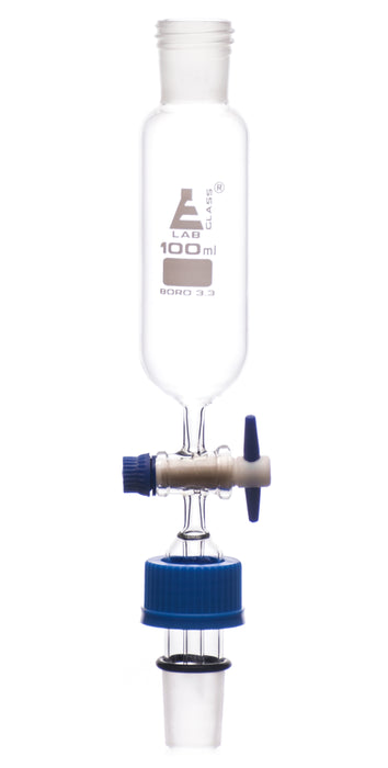 Dropping funnel, 100ML capacity, 19/26 socket size, screw thread, ptfe