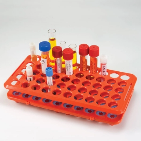 Globe scientific 17MM rack with grippers, 50-PLACE, orange 456921